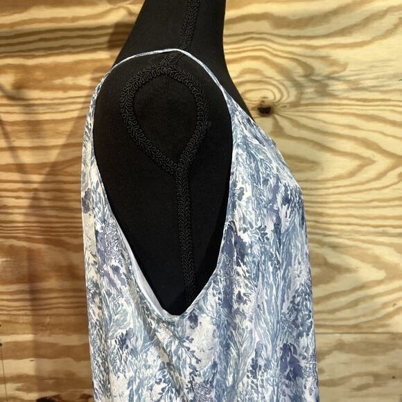 Old Navy Floral Chiffon Maxi Dress Blue Womens Size Large Beachy Sheer Boho - Picture 6 of 16